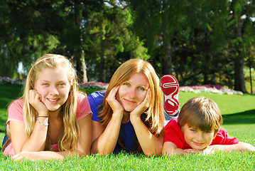 Image showing Family relaxing in a park