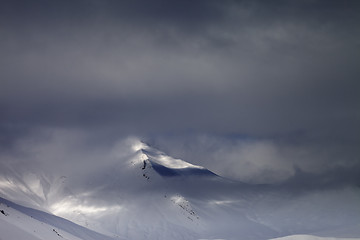 Image showing View on off-piste slope in mist