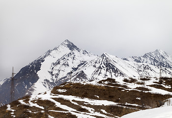 Image showing Winter mountains and gray sky