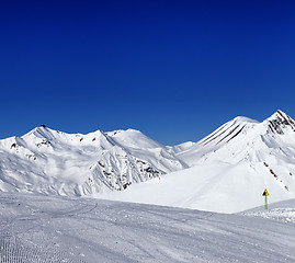 Image showing Ski slope and warning sign