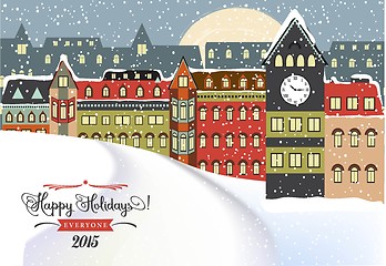 Image showing Winter Cityscape, Christmas Illustration