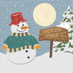 Image showing Vintage christmas poster with snowman