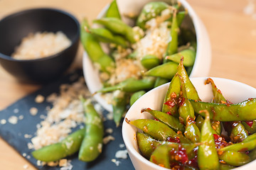 Image showing Green string beans chinese dish with spices