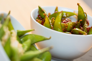 Image showing Green string beans chinese dish with spices