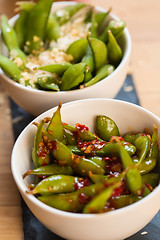 Image showing Green string beans chinese dish with spices