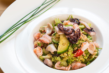 Image showing seafood salad with quinoa