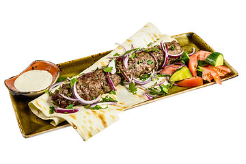 Image showing Kebab with pita bread