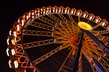 Image showing Ferris wheel at the Oktoberfest at night