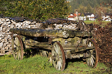 Image showing Old pile of wood in the countryside