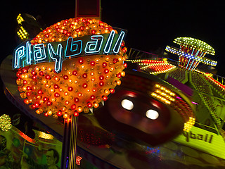 Image showing Beautiful illuminated atmosphere at the Oktoberfest in Munich