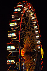 Image showing Ferris wheel at the Oktoberfest at night