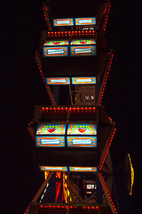 Image showing Ferris wheel at the Oktoberfest at night