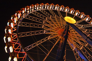Image showing Ferris wheel at the Oktoberfest at night