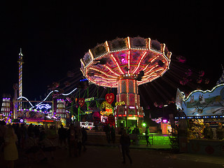 Image showing Beautiful illuminated atmosphere at the Oktoberfest in Munich