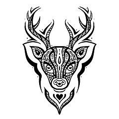 Image showing Deer head. Ethnic pattern.