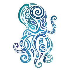 Image showing Ocean octopus. Ethnic pattern.