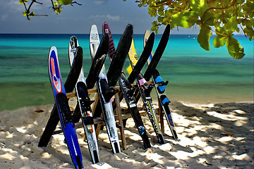 Image showing The rainbow of sea boards