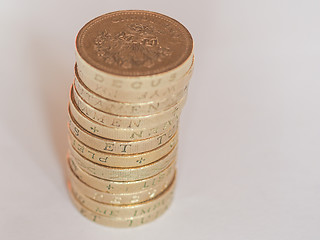 Image showing Pound coin pile