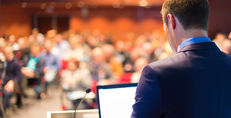 Image showing Public speaker at Business Conference.