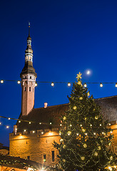 Image showing TALLINN, ESTONIA -JANUARY 05: People enjoy Christmas market in T