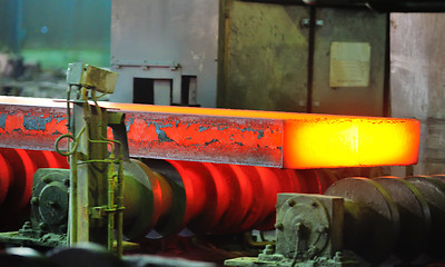 Image showing hot steel on conveyor