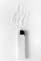 Image showing white lighter and abstract smoke