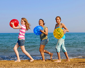 Image showing Girls on beach