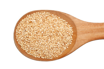 Image showing Spoonful of toasted sesame seeds