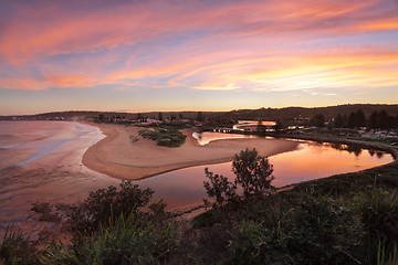 Image showing Red sky sunset over Narrabeen