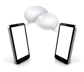 Image showing Speech bubbles and mobile phones