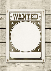 Image showing Wanted poster on a wood board