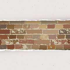 Image showing Torn paper on brick wall background. Vector