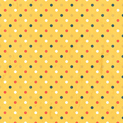 Image showing Seamless colorful polka dots pattern with textured layer, vector