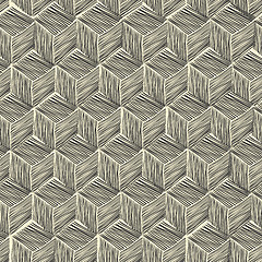 Image showing Seamless hand-drawn pattern rhombus. Vector
