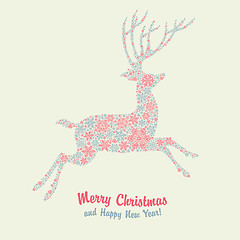 Image showing Christmas deer vintage card