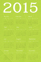 Image showing Calendar 2015 on green leaf texture. Vector