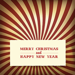 Image showing Christmas greeting on retro rays background, vector.