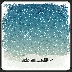 Image showing Blank Winter Scene Retro Card With Copyspace. Vector