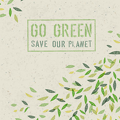 Image showing Go Green concept on recycled paper texture. Vector