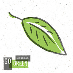 Image showing Go Green Concept Poster With Leaf Symbol. Vector