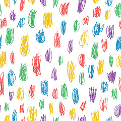 Image showing Childish doodles colorful seamless pattern. Vector