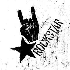 Image showing Rockstar symbol with sign of the horns gesture. Vector template 