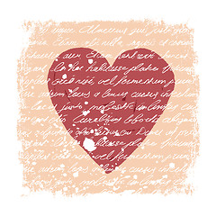 Image showing Romantic Design Template. Handwritten texture, heart shape, grun