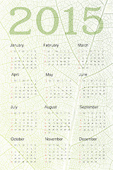 Image showing Calendar 2015 on green leaf texture. Vector