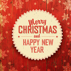 Image showing Merry Christmas Design On Red Planks Texture