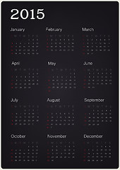 Image showing Calendar 2015 on black texture, vector