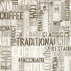 Image showing Coffee words on the wooden background. Vector