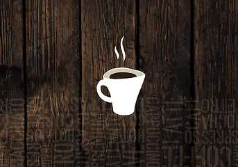 Image showing Coffee Cup On Wooden Planks Texture. Coffeeshop Business Card Te