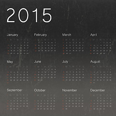 Image showing Calendar 2015 on black chalkboard background.Vector