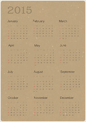 Image showing Calendar 2015 on recycled paper texture, vector